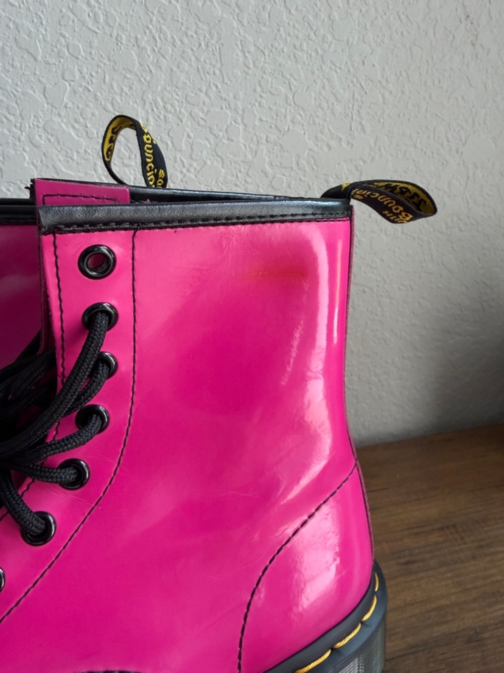 Dr. Martens Hot Pink Lace-Up Combat Boots - Picture 3 of 7